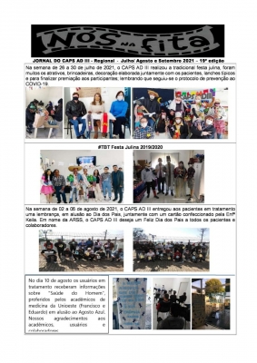 O CAPS AD III -  lançou19º edição do Jornal Trimestral “NÓS NA FITA”